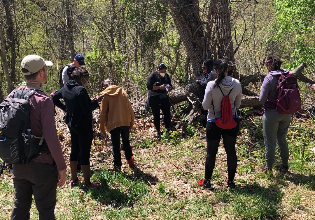 Outdoor Afro geocaching hike