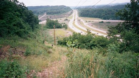 View of Route 28 Exit 14 from the trail