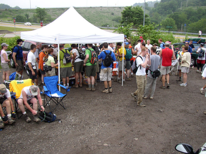 The hordes descend upon the food