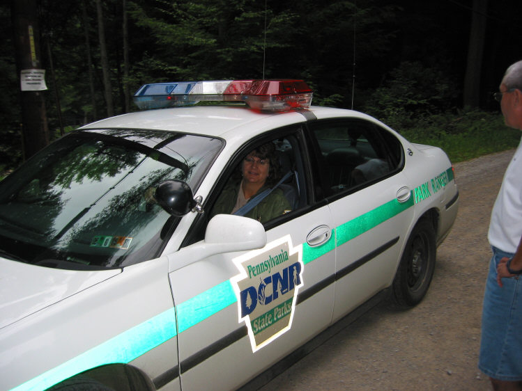 Marcia Gordon, Cook Forest Manager, checks in at AS 2