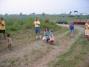 Family cheers in their runner